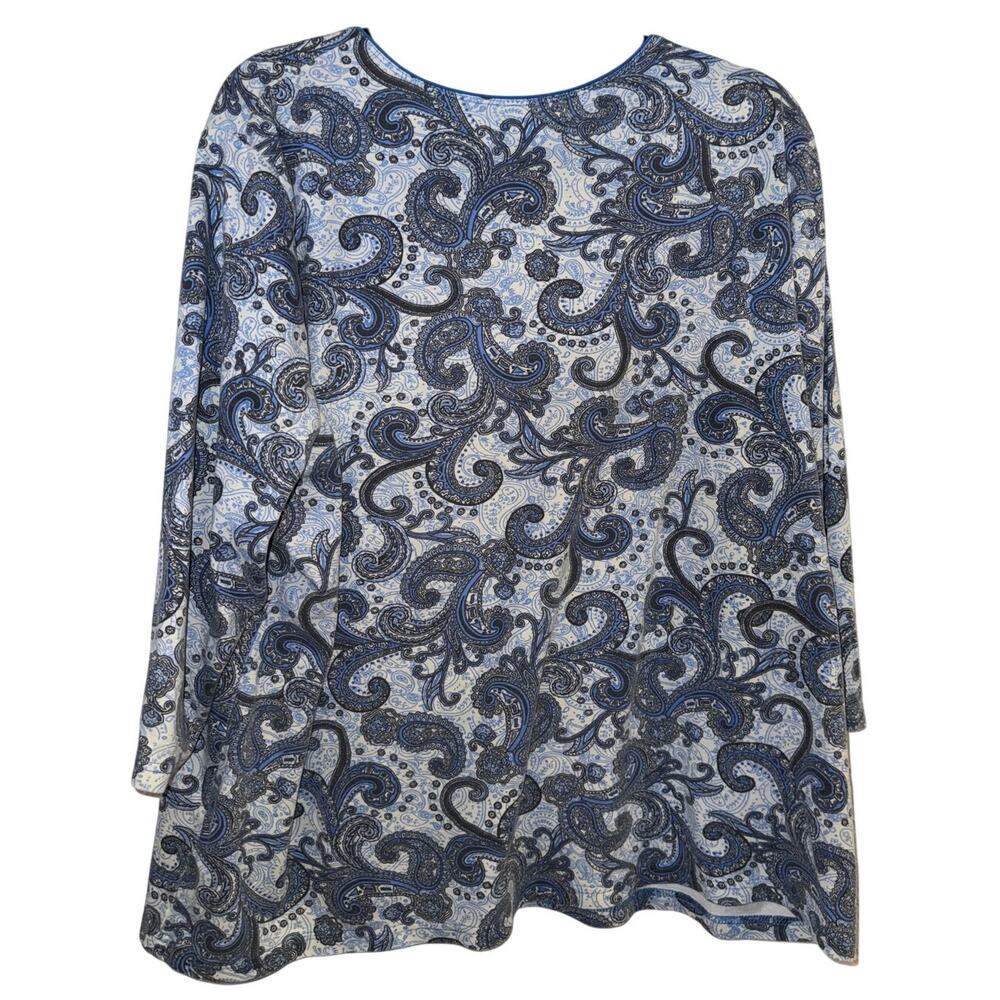 Rebecca Malone Paisley Swing Top Blue Gray 3X EUC - Picture 3 of 7